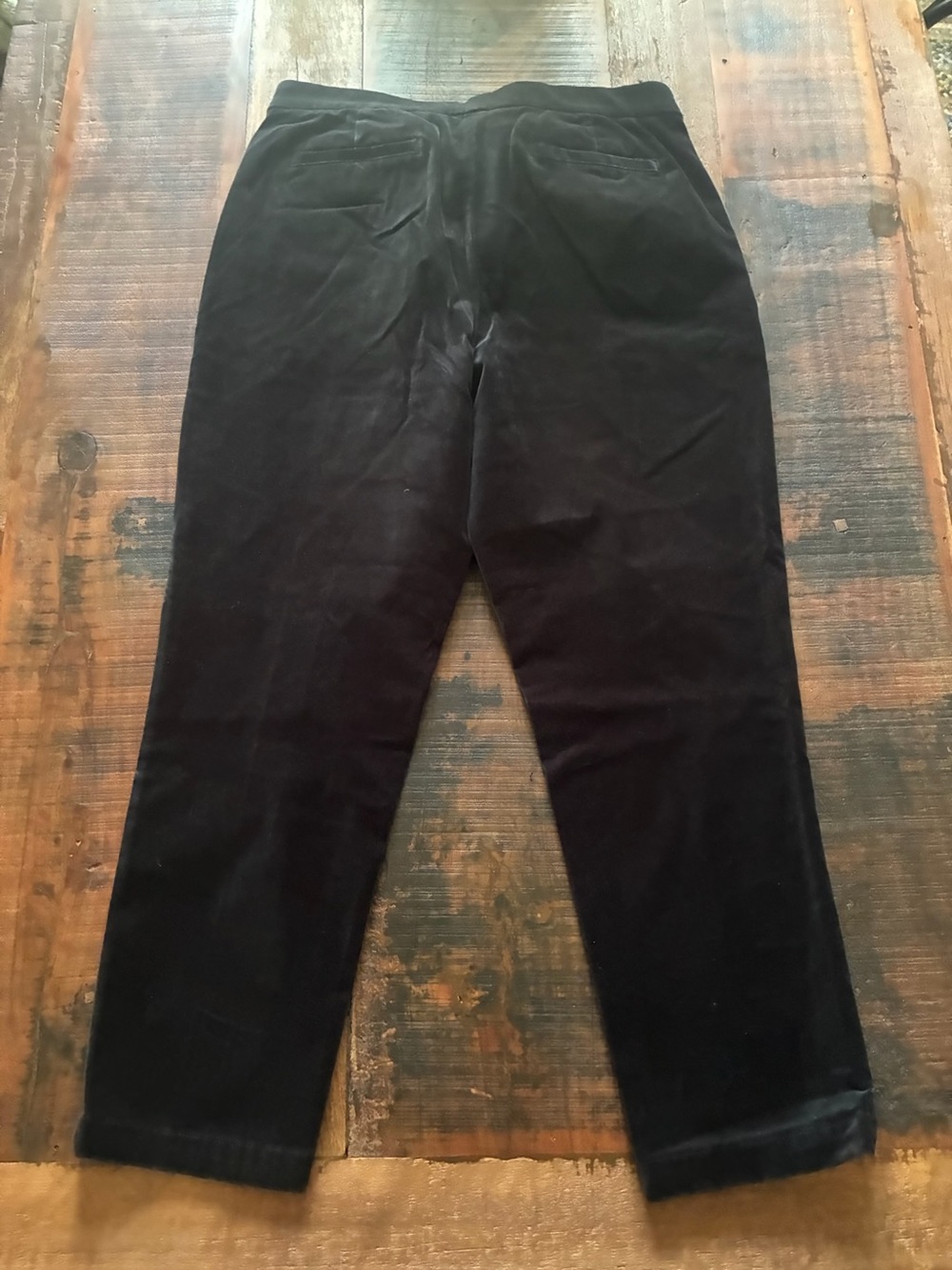 Lands’ End High-rise Black Velvet Straight Trousers 14 - Picture 2 of 4